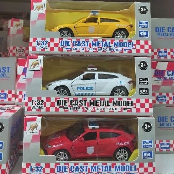 Miniaturas viatura da policia Metal 12cm Escala 1/32 Fricção Abre Portas
