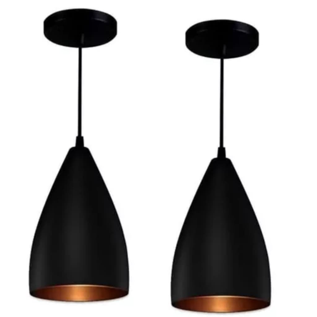 Kit 2 Pendentes Vegas Luminaria preto in cobre 17 cm