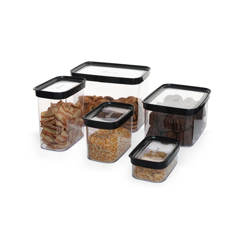 Kit Porta mantimentos para cozinha  com 5 potes herméticos