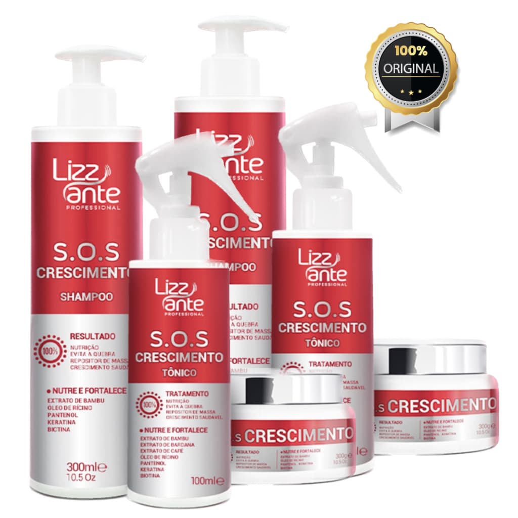 2 Kit SOS Crescimento Lizz ante - Crescimento Acelerado - Combate Queda de Cabelo - Combate Caspa