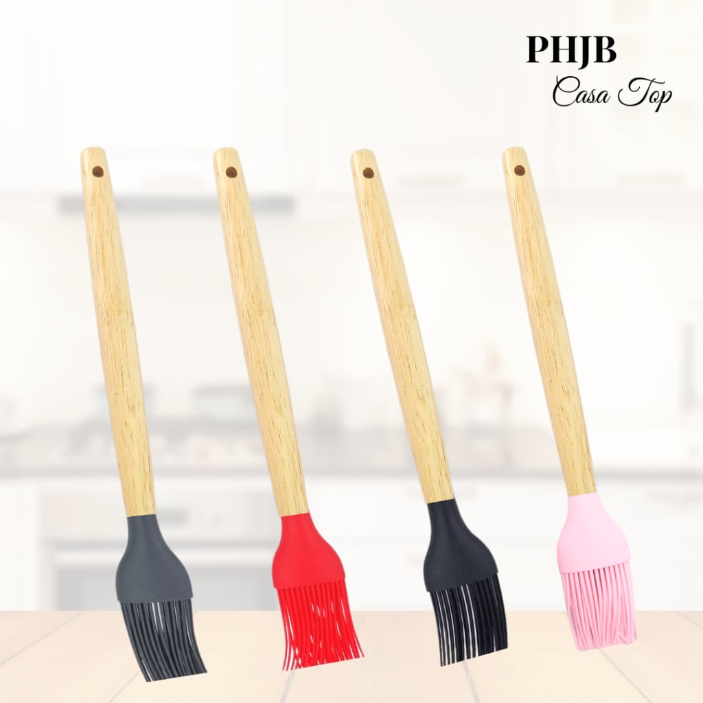 Pincel Culinário 27x4,5xm Silicone com Cabo de Madeira - TOP