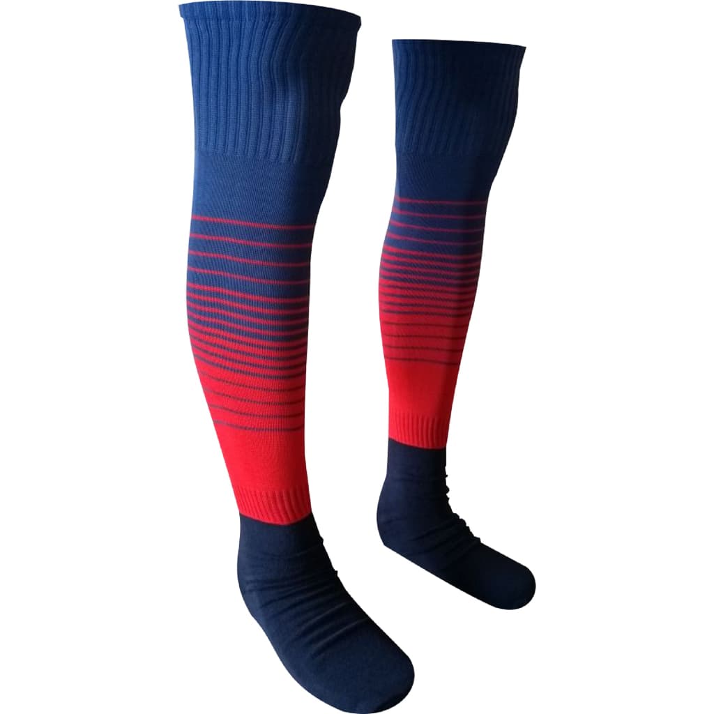 KIT 25 PARES MEIÃO FUTEBOL DEGRADE MARINHO COM VERMELHO ADULTO