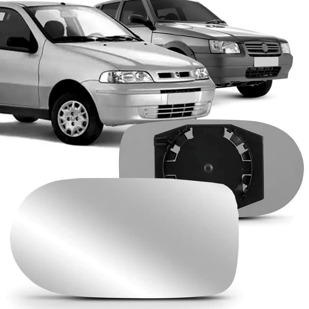 Refil lente com base espelho retrovisor Palio Siena Strada 2001 a 2010 Uno Fiorino 2004 a 2012