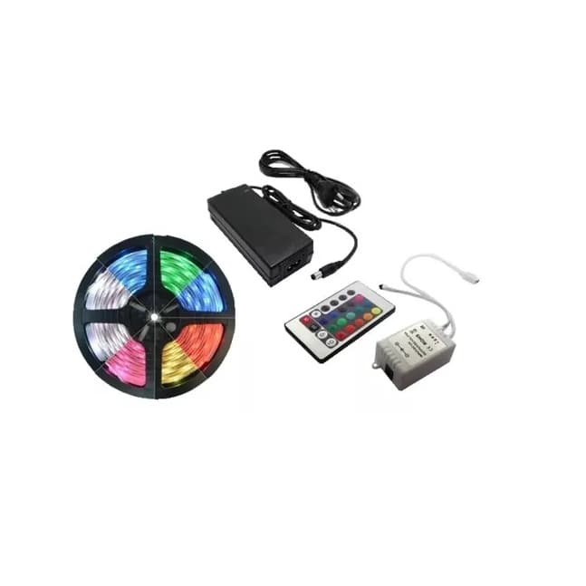 Fita De Led Rgb 5050 5mts + Controladora + Fonte 12v 5a