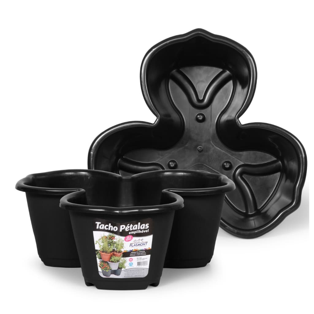 Kit 5 Vasos De Flor Tacho Pétalas De Plástico 11,5 Litros Vaso De Luxo Resistente Flores Plantas Jardim