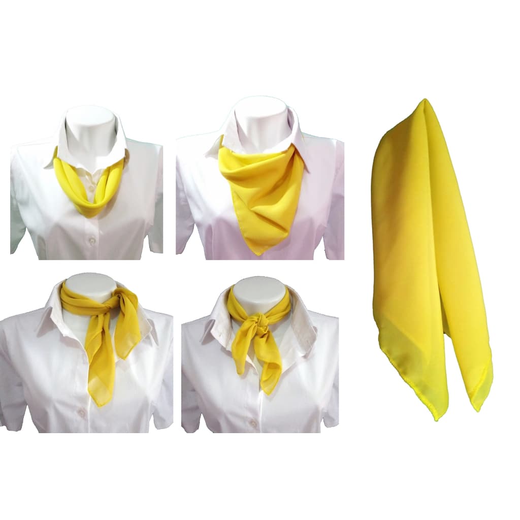 Kit com  10 Lenços Amarelo 60cm X 60cm em Tecido Liso Chiffon