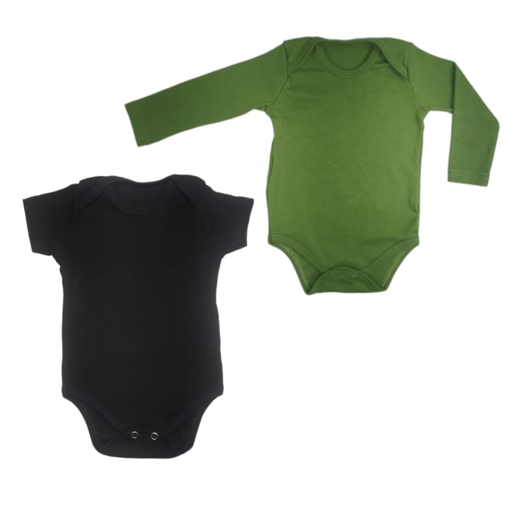 Kit Body Bebê 2 Peças - 1 Manga Longa e 1 Manga Curta RN ao 1 ano