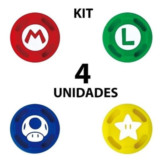 4 Grips Thumb Capa Analogico Interruptor Joy-con Nintendo Switch - Edição Mario