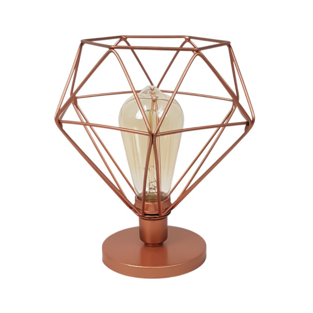ABAJUR LUMINÁRIA MESA ESCRITÓRIO CÚPULA DIAMANTE ROSE