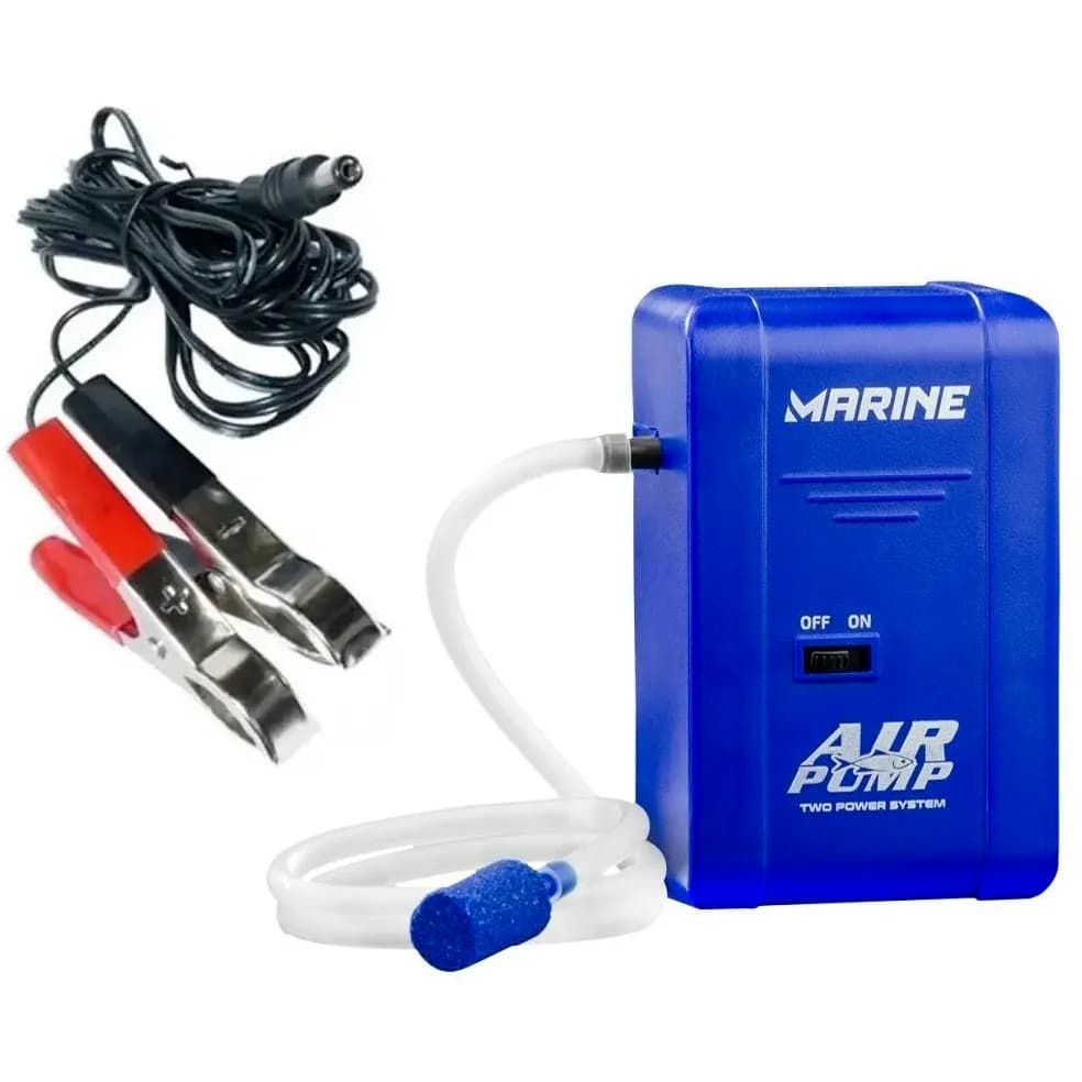 Oxigenador Para Iscas Vivas Marine Sports Air Pump 12v / Pilha - Azul