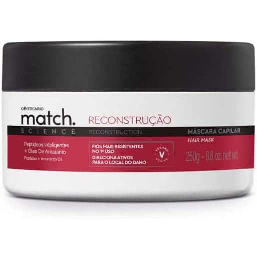 O BOTICARIO MATCH SCIENCE MASCARA CAPILAR RECONSTRUÇÃO 250g