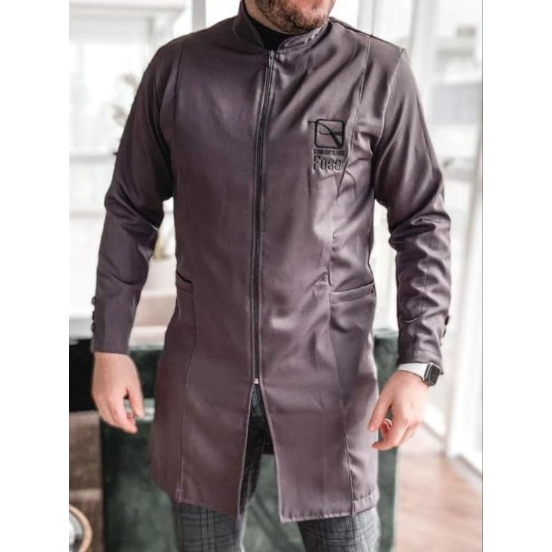 Jaleco Masculino Oxford Zíper Manga Longa Bordado Com Nome Logo