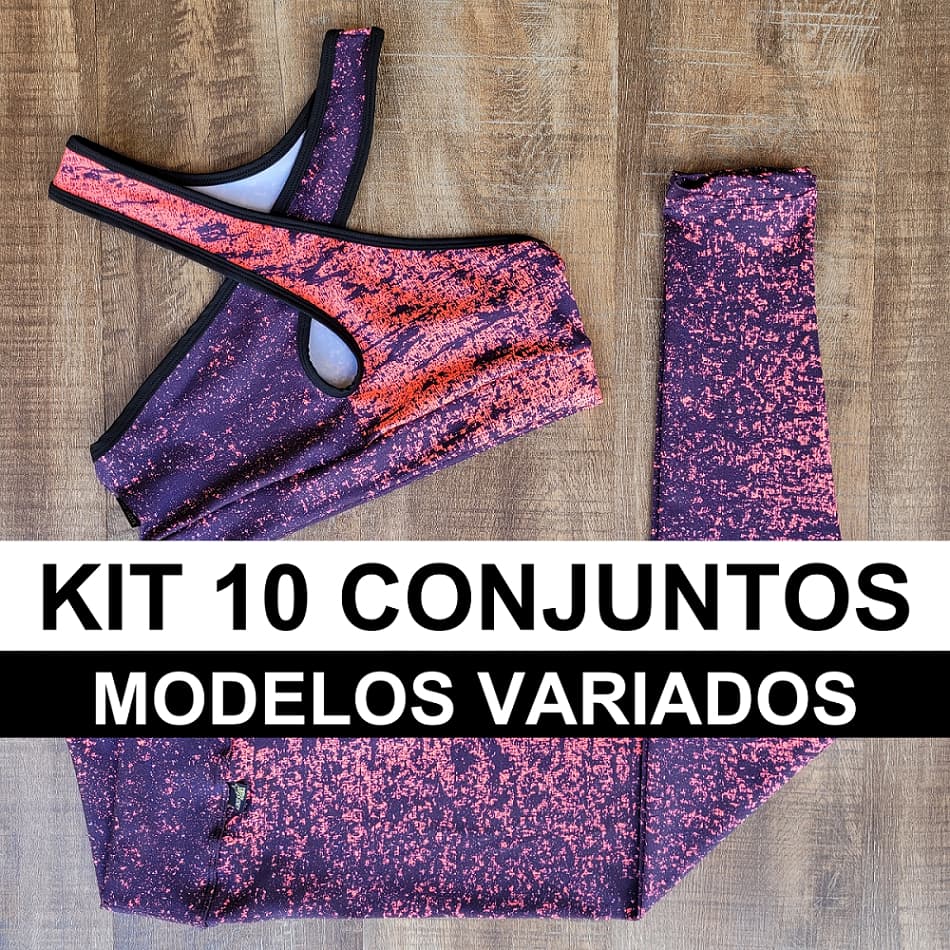 Kit Revenda C/10 Conjuntos Fitness Calça E Top Feminino De Academia Modelos Variados