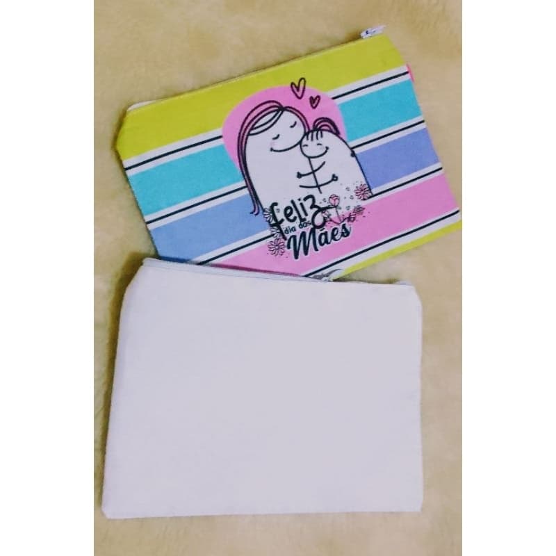 10 unid. Necessaire 20x15cm Branco para Sublimação Tactel + Nylon - Excelente qualidade