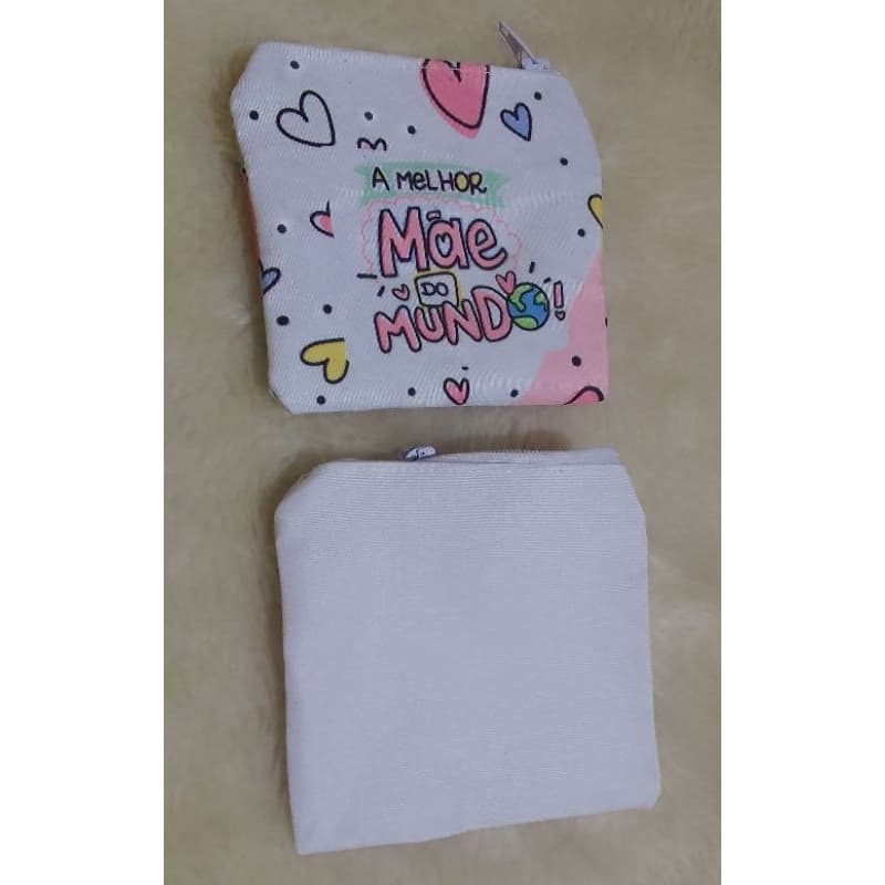 10 unid. Porta Moeda para Sublimação Branco - Tactel c/ Nylon