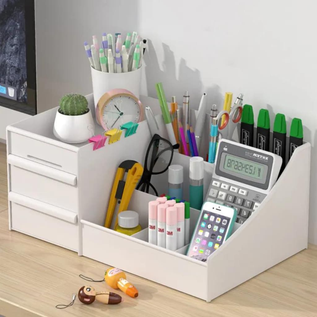 Organizador Escritório Mesa Cosméticos Maquiagem Porta Treco Multiuso Gaveta Caneta