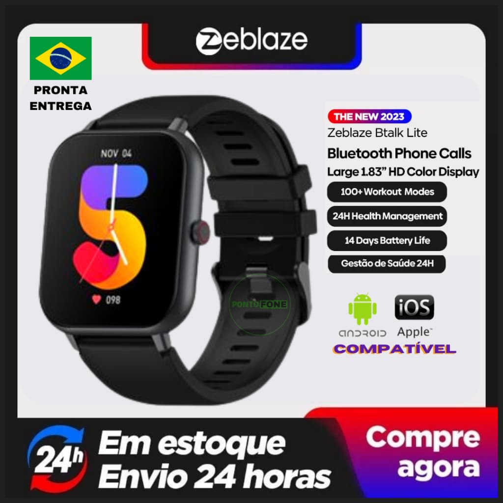 Relógio Zeblaze Btalk Lite Faz e Recebe Ligações Lançamento 2023  - Android e IOS