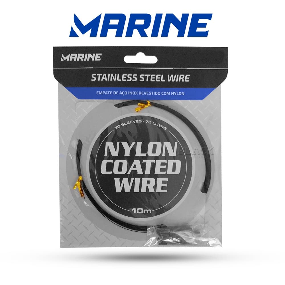 Cabo de Aço Marine Sports Empate de Aço Black C/ 70 Luvas  - 10 Metros