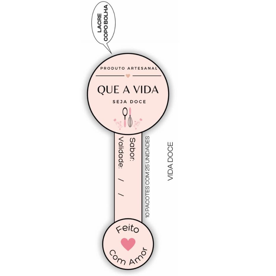 Etiqueta Adesiva "Lacre Vida Doce" 110x40mm - 25un
