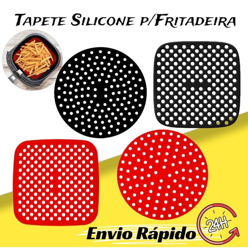 Tapete Protetor Silicone Para Air Fryer Fritadeira Universal Não Gruda - Redondo / Quadrado