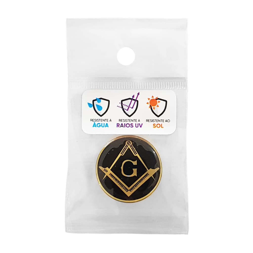 Adesivo Resinado Maçom Maçonaria Esquadro Compasso - 2,7 Cm