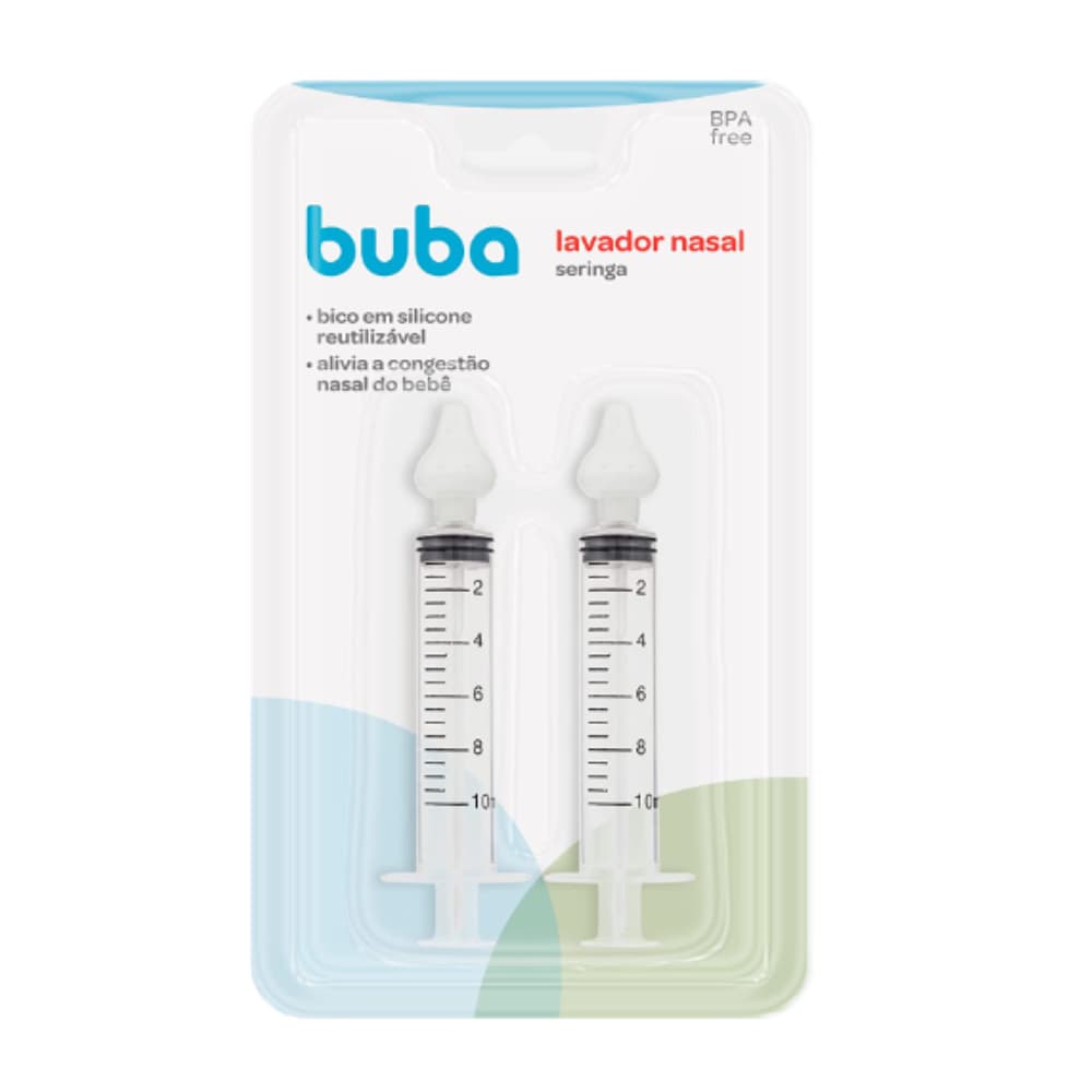 Kit 2 Seringas Lavagem Nasal Buba Bebê Higienização Nasal com Bico Silicone Lavador Nasal Buba