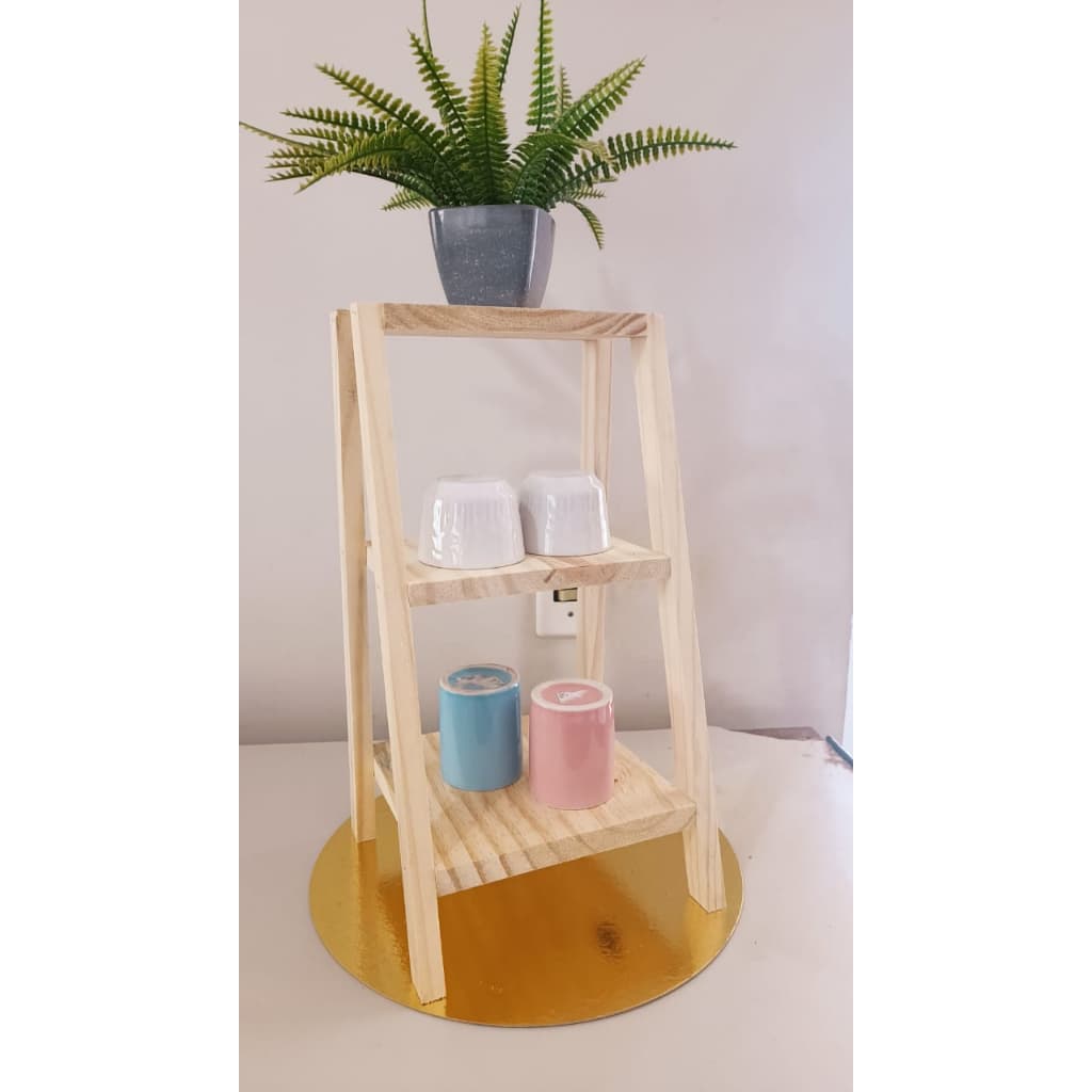Mini estante mesinha rustica com 3 prateleiras porta doce decoração cozinha quarto mesinha Organizadora Decorativa