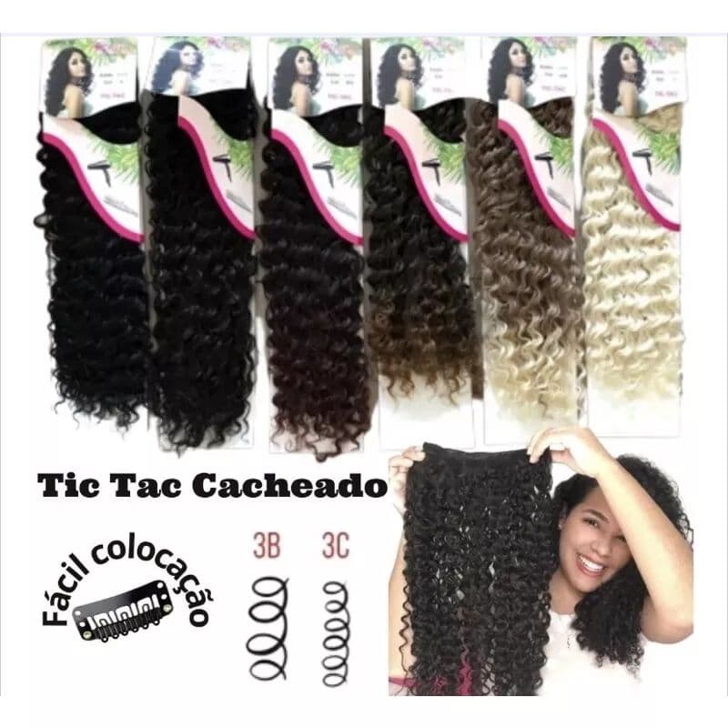 Aplique Tic Tac Cacheado Mistura de cores - Com Fibra Orgânica - Marca Weng