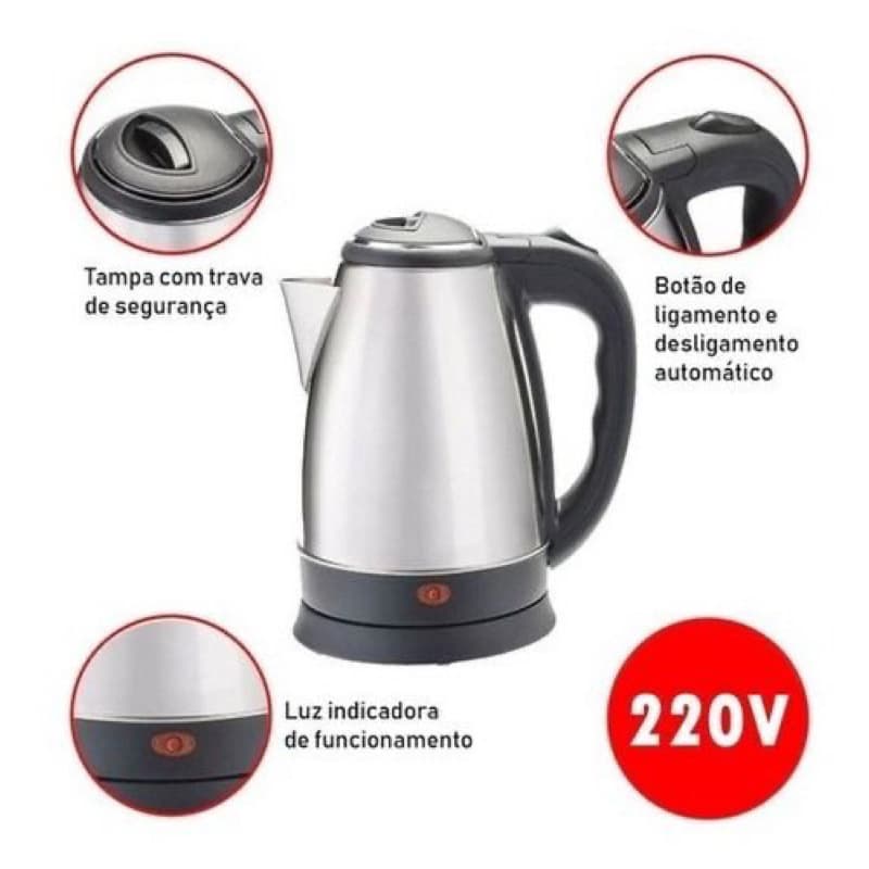 Jarra elétrica inox 1.8L 220v chaleira elétrica térmica