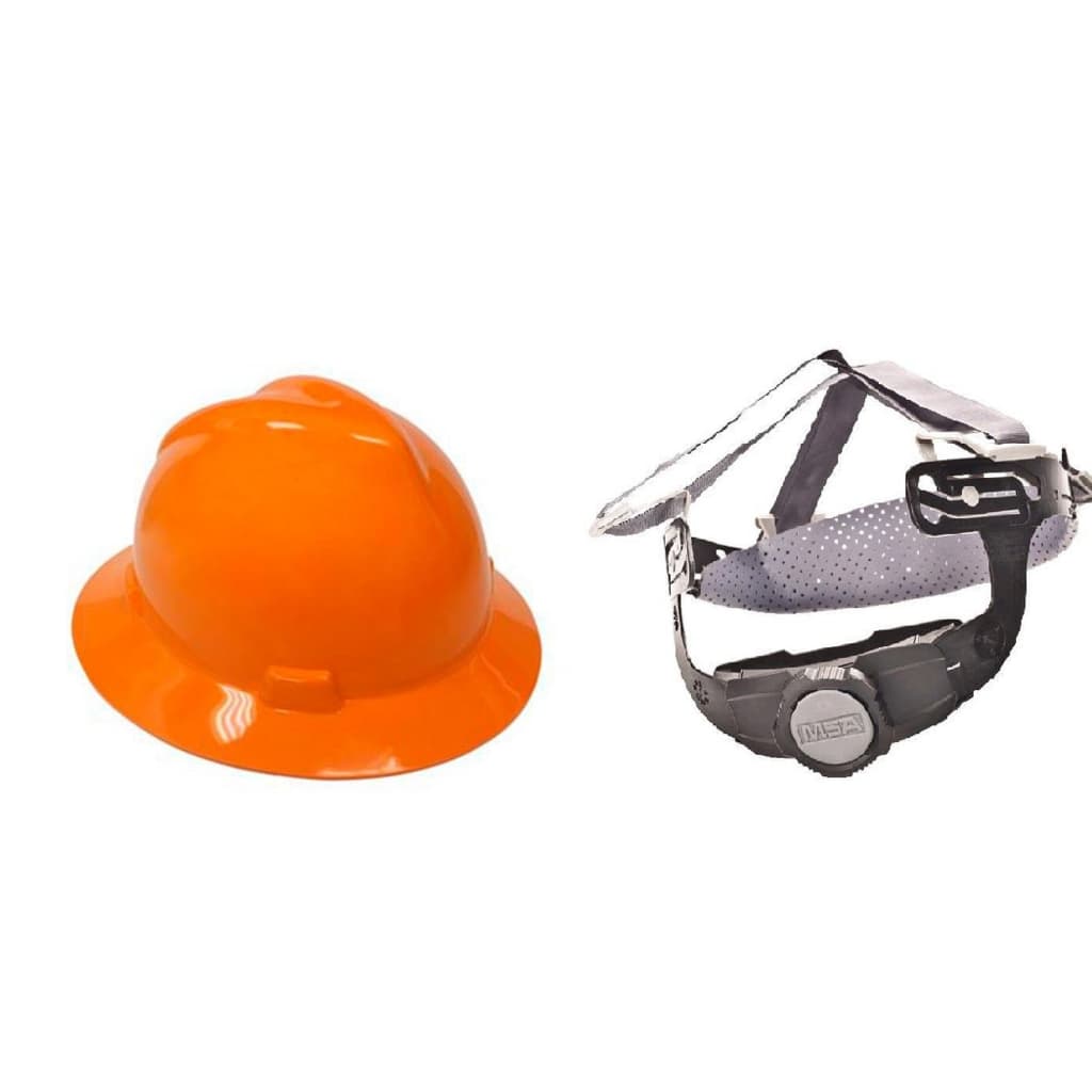 CAPACETE ABA TOTAL MSA LARANJA COM CARNEIRA CATRACA E JUGULAR IDEAL ELETRICISTAS