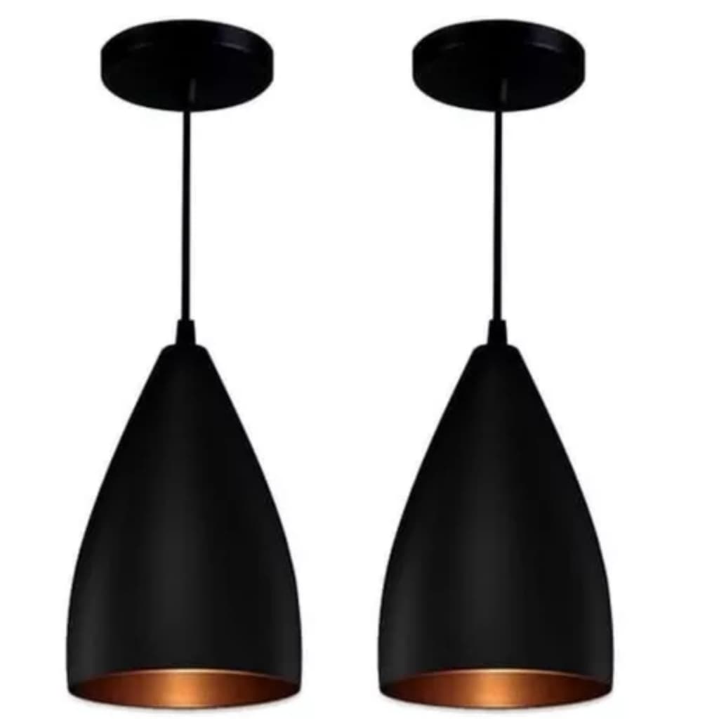 Kit 2 Pendentes Vegas Lustres ( Preto Textura Cobre )
