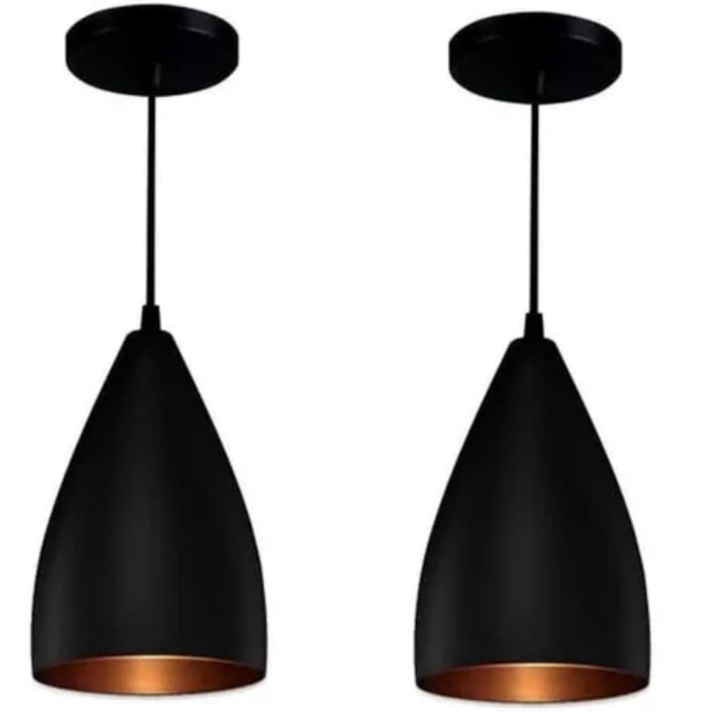 Pendentes Kit 2 Sport Vegas Lustres ( Preto com Cobre )