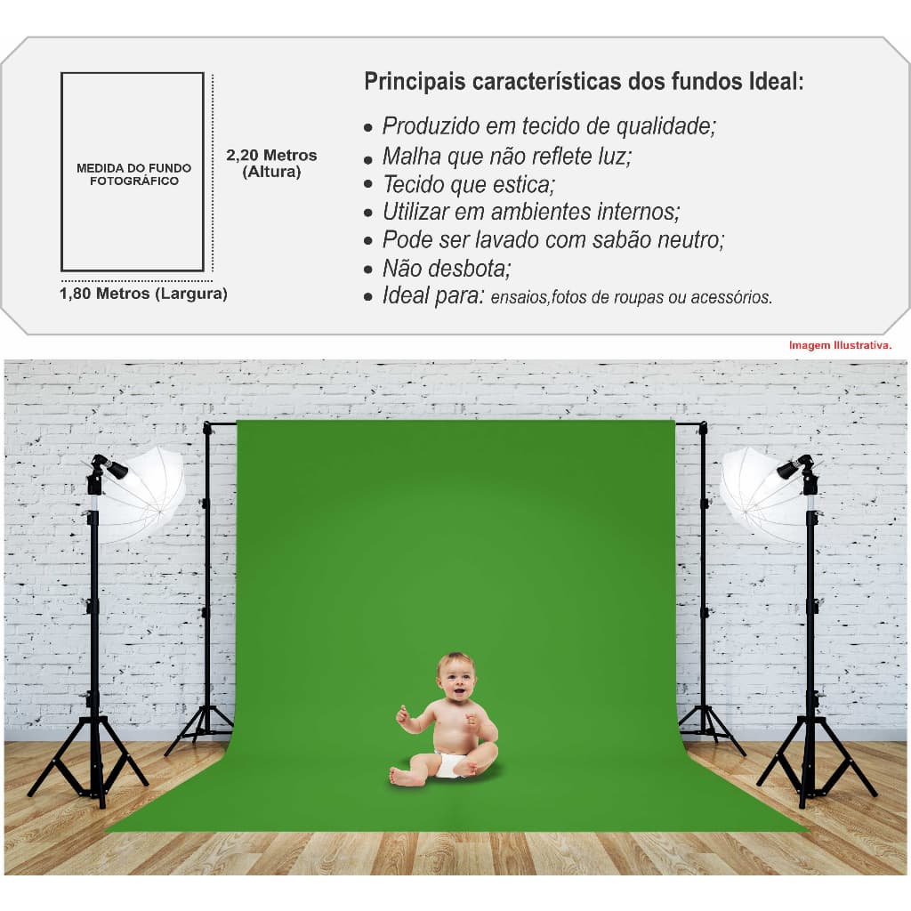 Tecido Fundo Infinito Fotográfico Chroma Key 1,78 X 2,20m