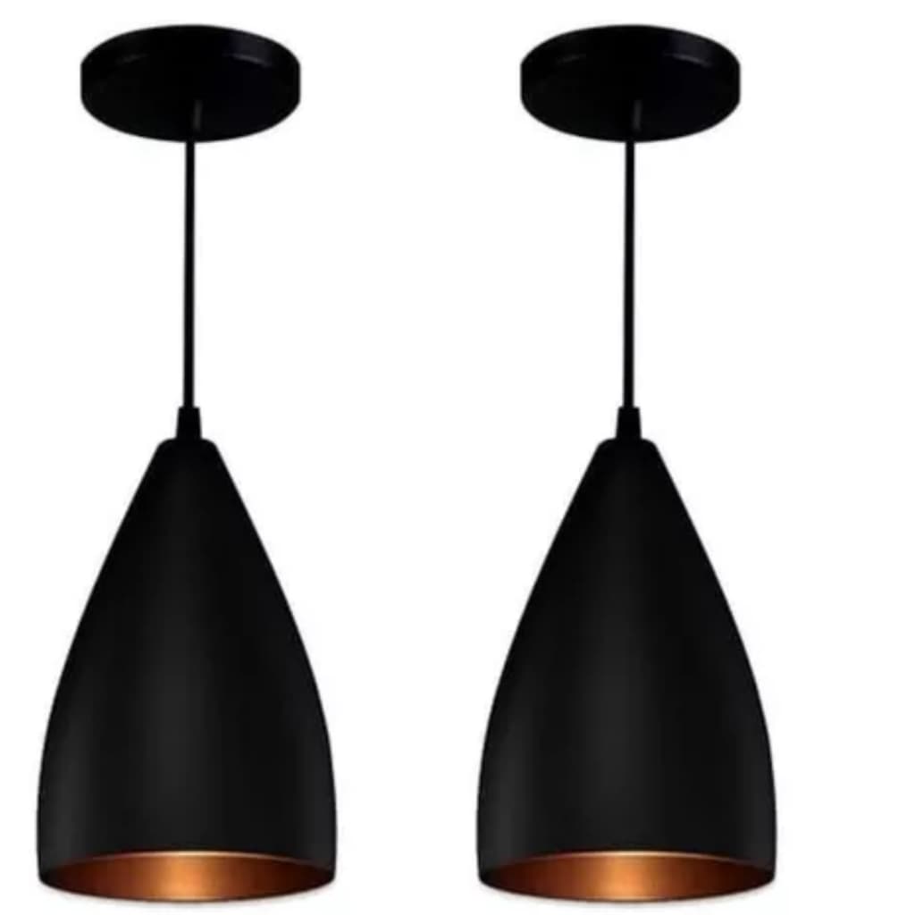 Kit 2 Pendentes Vegas ( Preto Textura / Bronze )
