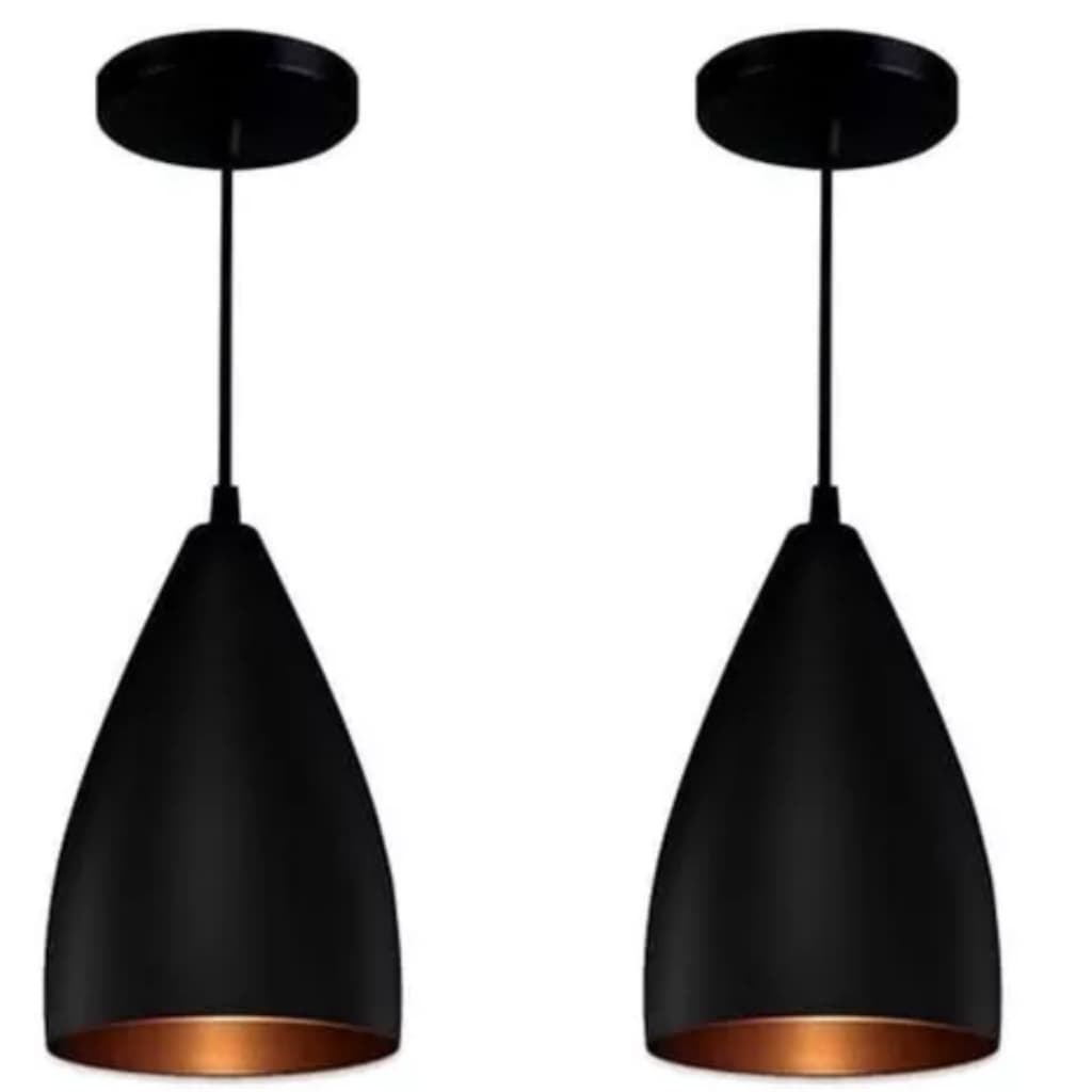 Pendentes Kit 2 Sport Bala Vegas Preto com cobre