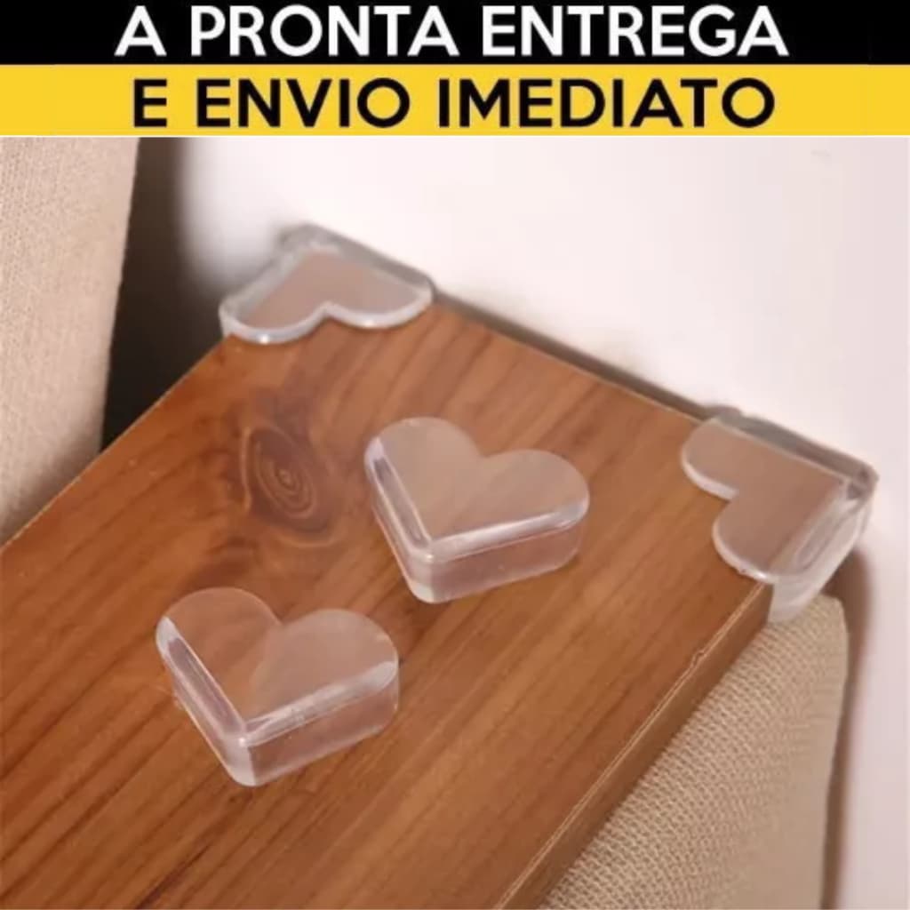 Protetor Canto e Quina Silicone Formato de Coração com Adesivo 4un