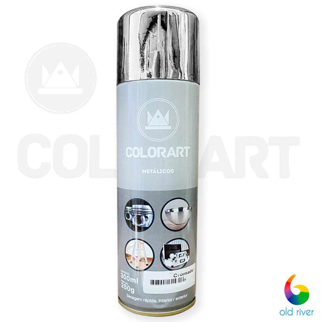 Tinta Spray Metálicos Artesanato CROMADO Colorart 300ml