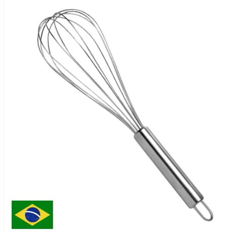 Batedor De Ovos/Massas Fuet Em Aço  Inox 30cm Ref:4803