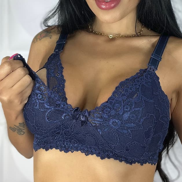 Sutiã de Amamentação Plus Size Renda Sem Bojo Reforçado Gestante Pós Parto