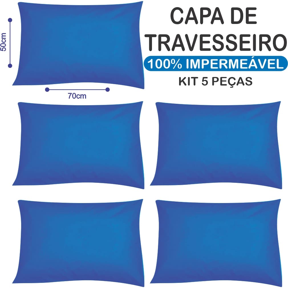 5 Capas Protetora Travesseiro Impermeável 50x70cm Com Zíper