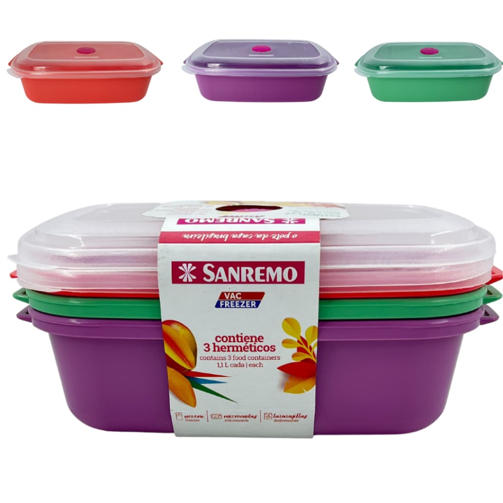Pote plástico 1100 ml Sanremo 3 unidades - Colorido