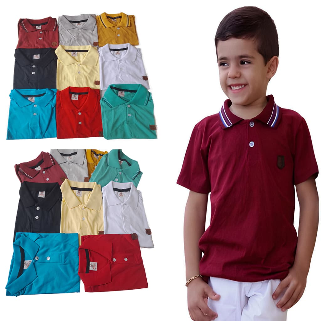 03 camisas polos infantil e juvenil camiseta de menino masculino