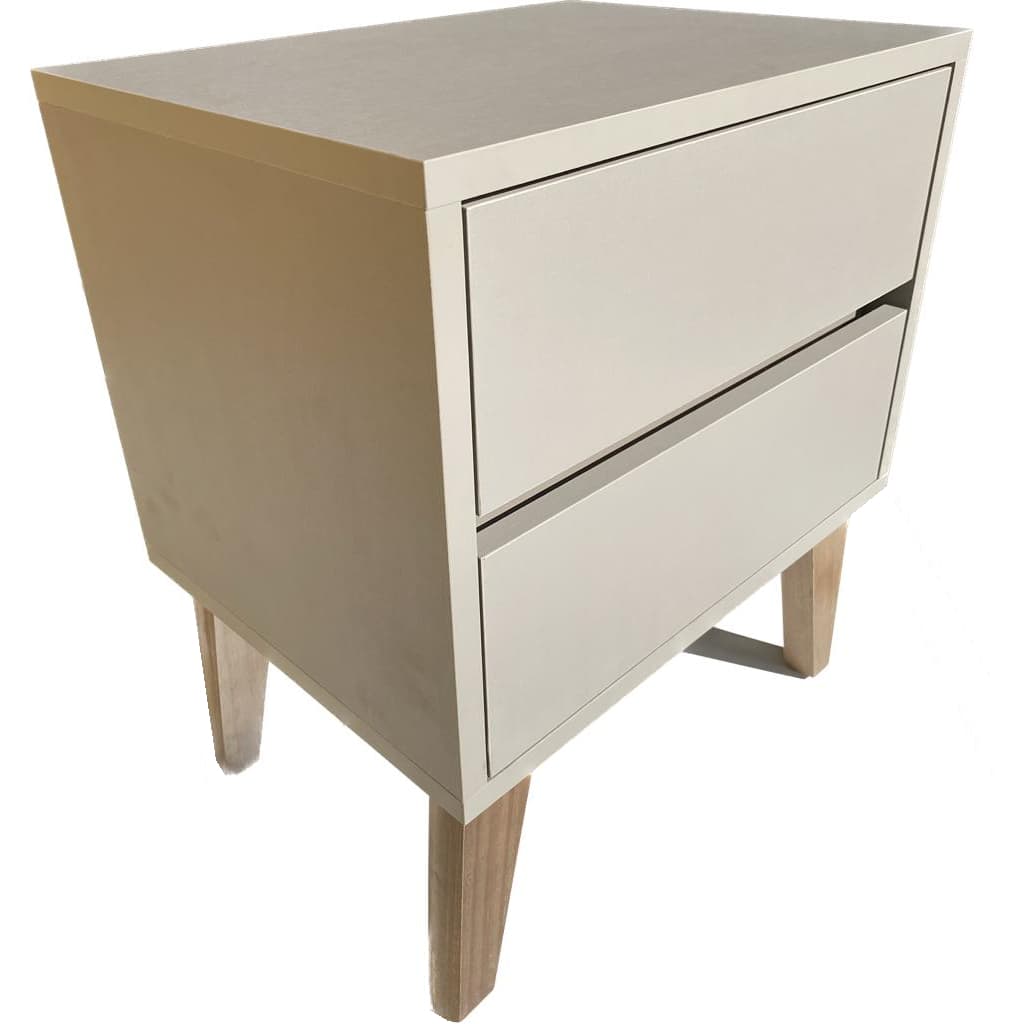 1 Mesa de cabeceira com 2 gavetas, 100% mdf cor Titânio Trama Com Pés 40cm