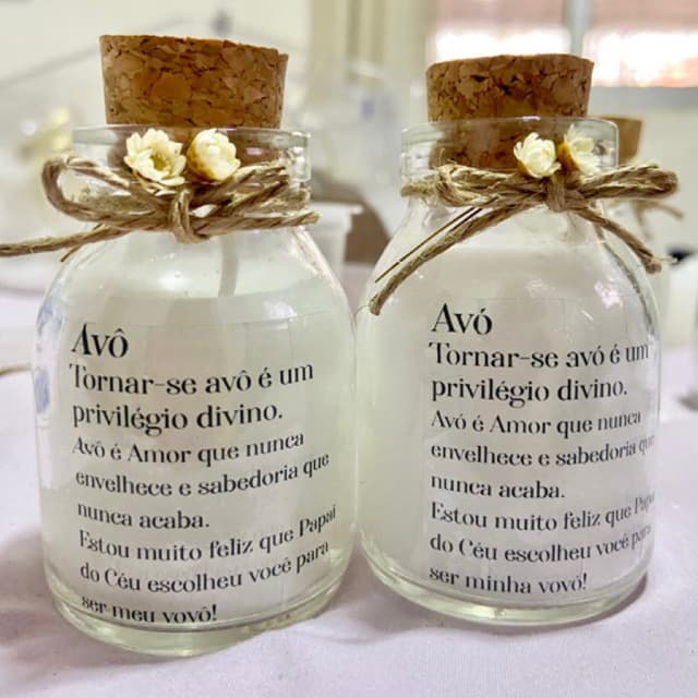 2 Velas * 1 Vela Aromática Avó + 1 Vela Aromática Avô 50ml / Lembrancinha de Batismo / Batizado