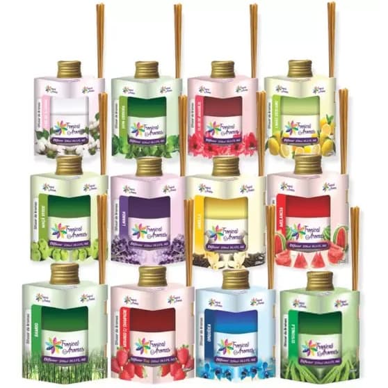 Difusor e Aromatizador de Ambientes Aroma terapia 250ml - Diversas Fragrâncias com vareta