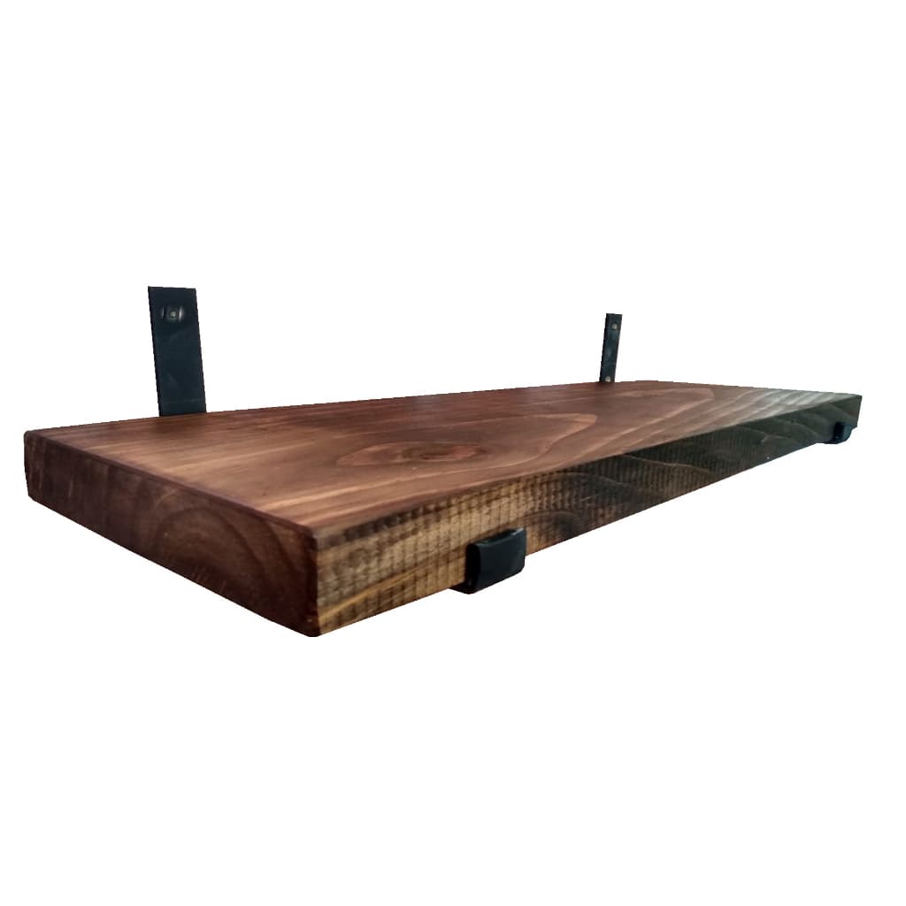 Prateleira industrial madeira grossa maciça mão francesa 19 cm profundidade