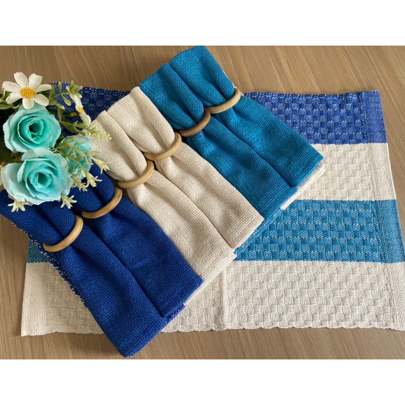 Kit Jogo Americano 6 Lugares, 12 Peças, 100 % Algodão, Tear, Artesanato, Decoração, Artigos de Cozinha