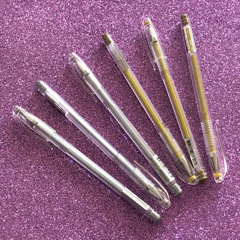 Caneta gel tinta dourada, prata ou branca ponta fina 0,8mm Molin