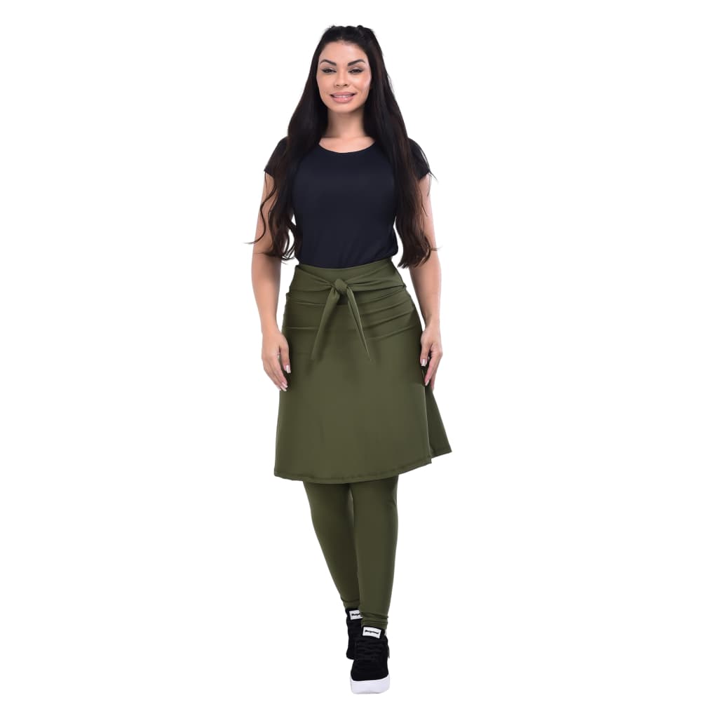 Calça Com Saia Fitness Moda Evangélica Caminhada Treinos Academia Legging