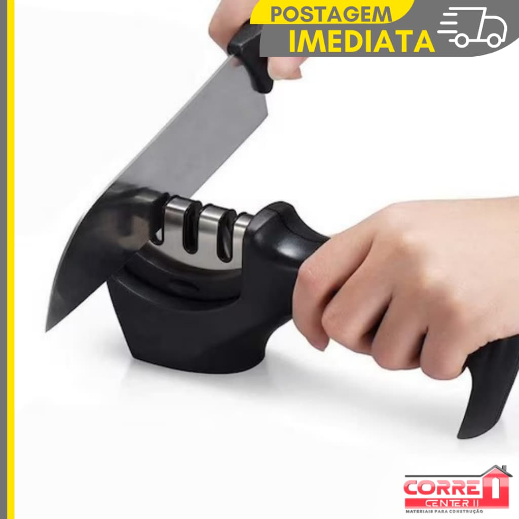 Amolador Afiador De Facas Em Aço Inox Com 3 Afiadores, Amolador De Faca